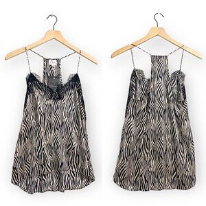 NWT‎ CAMI NYC The Racer Top Zebra Print Lace Trimmed Silk Cami, Size XS
